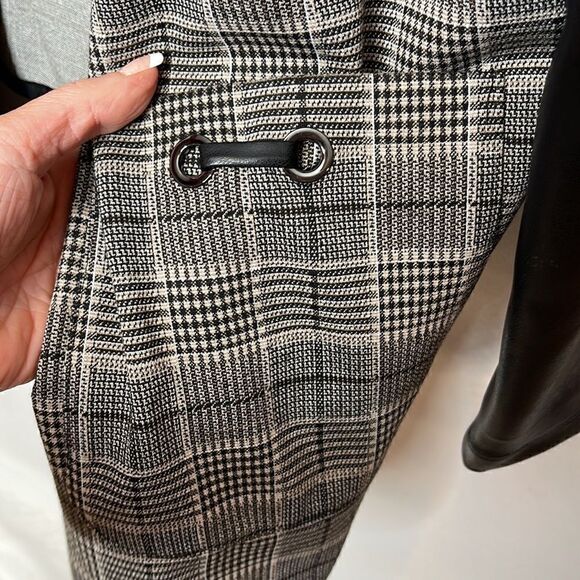 Joseph Ribcoff Checked Jacket With Vegan Leather Sleeves. Size 10. - Picture 6 of 10